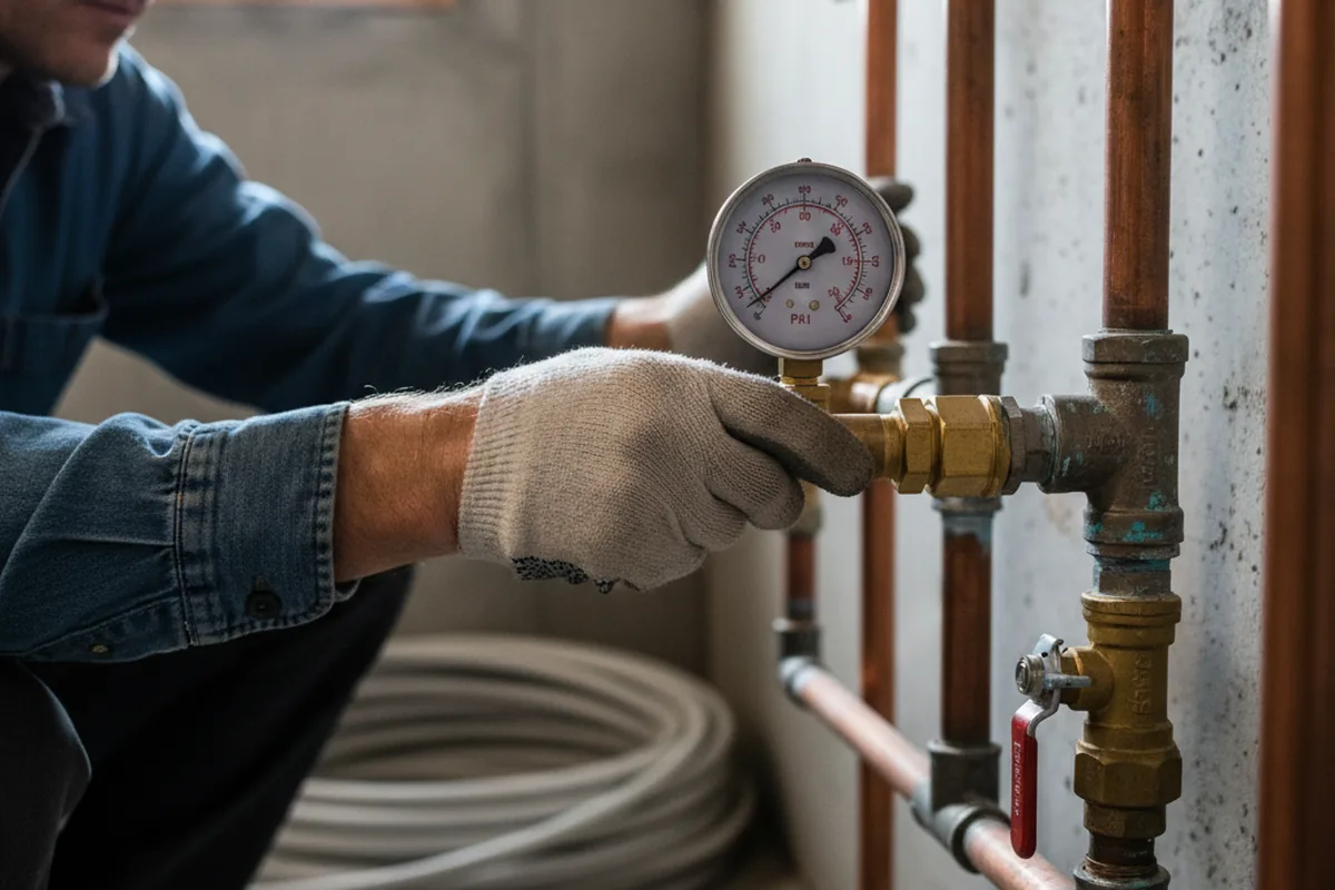 Pressure testing a repaired line during Water Line Repair in Charlotte